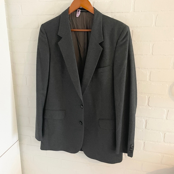 Yves Saint-Laurent Vintage Designer Blazer Tailored Wool 2-Button Gray 42R - Picture 9 of 13